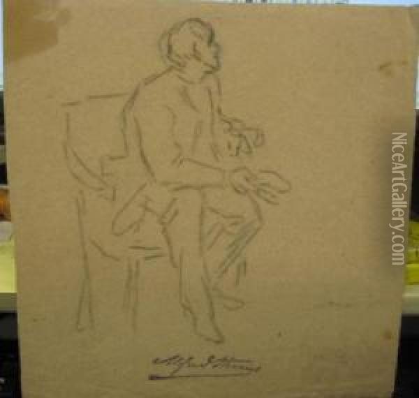 Study Of A Seated Man Oil Painting - Alfred Stevens