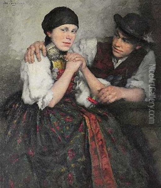 Junges Bauernpaar Oil Painting - Robert Frank-Krauss