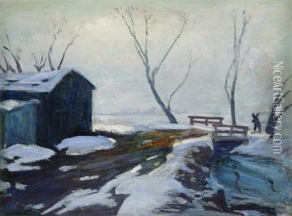Winter Landscape Oil Painting - Frederick R. Wagner