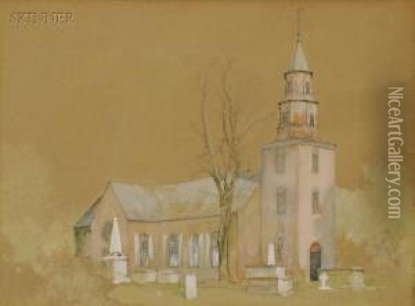 View Of The Old Bruton Church, Williamsburg, Virginia Oil Painting - Alfred Wordsworth Thompson