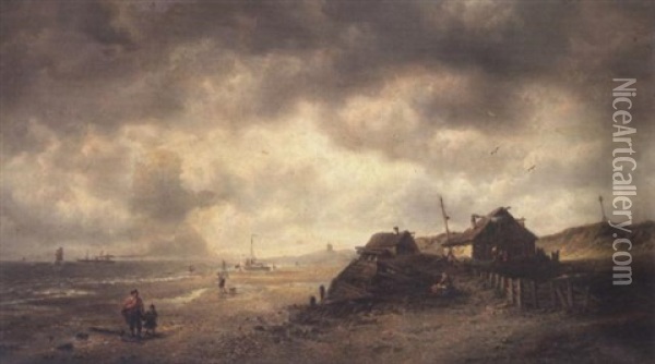 A View Near Hastings Oil Painting - Francois-Etienne Musin