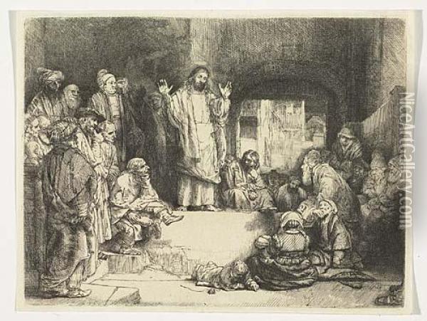 Christ Peaching (la Petite Tombe)<</b> Oil Painting - Rembrandt Van Rijn