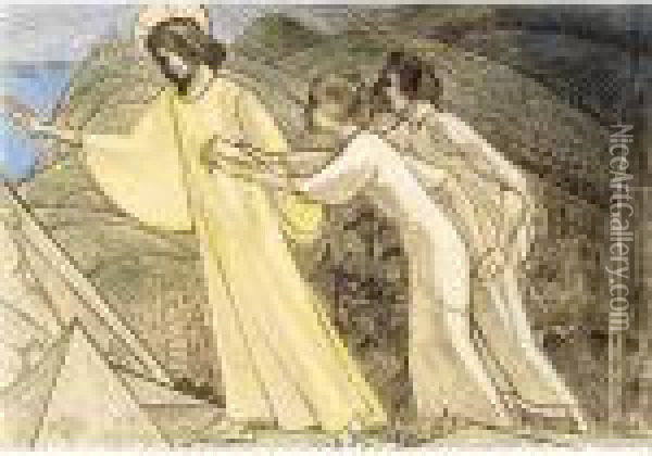 Christ Leading A Couple By The Hand Oil Painting - Jan Toorop