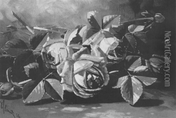 Pink Roses Oil Painting - Edward Chalmers Leavitt