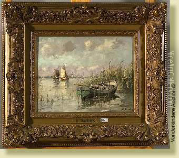 Barques En Hollande Oil Painting - Henri Arden
