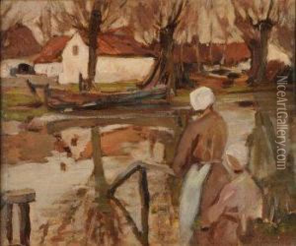 'by The River, Flushing' Oil Painting - William Frederick Mayor