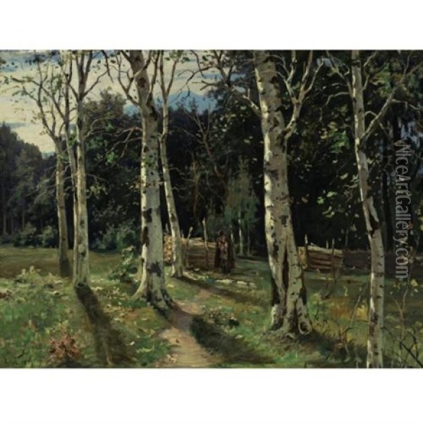Through The Birch Trees Oil Painting - Jakov Ivanovich Brovar