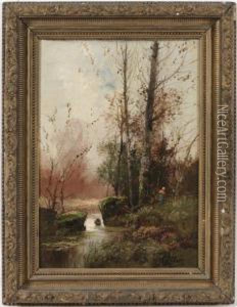 Le Ruisseau Traversant La Foret Oil Painting - Charles Clair
