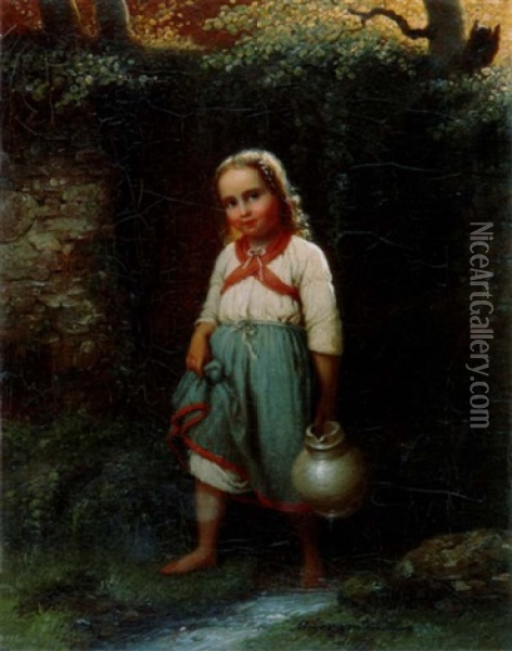 Madchen Mit Wasserkrug Oil Painting - Johann Georg Meyer von Bremen