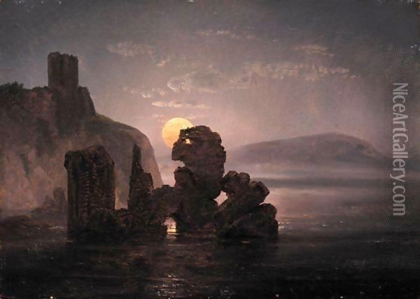 Ruiner Ved Baia (Ruins Near Baia) Oil Painting - Johan Christian Clausen Dahl