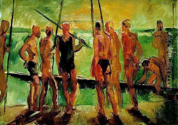 Rowers (Sketch) 1927 Oil Painting - Istvan Desi-Huber