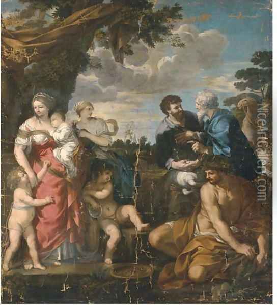 Jacob and Laban Oil Painting - Pietro Da Cortona (Barrettini)
