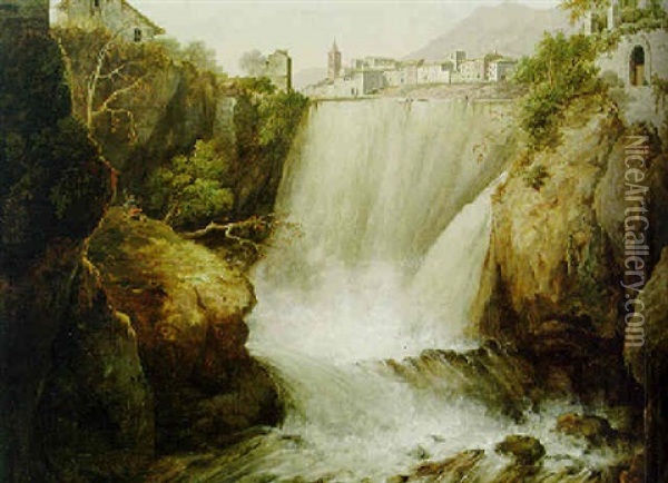 The Great Cascade At Tivoli Oil Painting - William Marlow