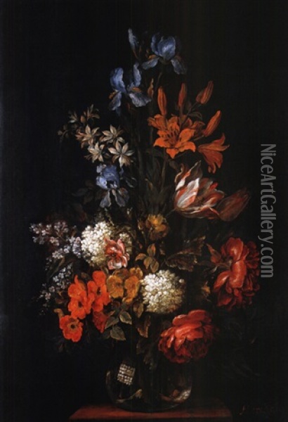 Blumenstilleben Mit Glasvase Oil Painting - Heinrich Berichau