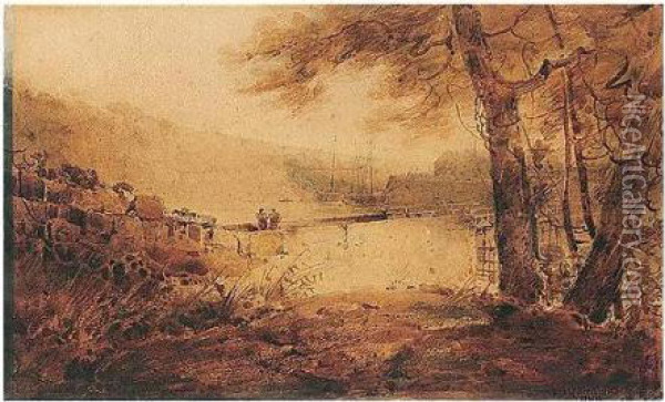 On The River Wye At Chepstow Oil Painting - John Sell Cotman