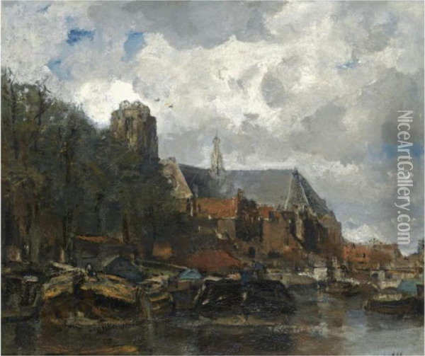 A View Of Dordrecht Oil Painting - Jacob Henricus Maris