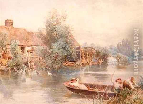 Messing About on the River Oil Painting - Myles Birket Foster