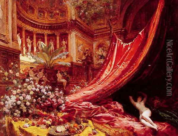 Symphony in Red and Gold Oil Painting - Jean-Georges Beraud