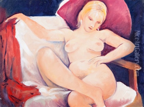 Nude With Crossed Legs Oil Painting - William Coleman