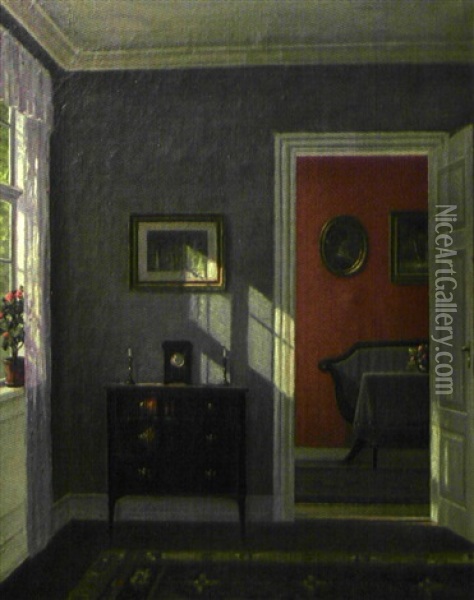 Scene D'interieur Oil Painting - Hans Hilsoe
