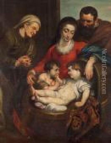 Madonna Col Bambino, San Giovannino, San Giuseppe E Santanna Oil Painting - Peter Paul Rubens