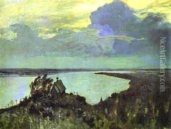Above the Eternal Peace Study 1894 Oil Painting - Isaak Ilyich Levitan
