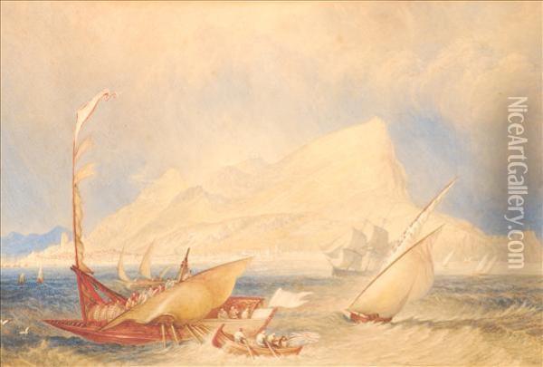 Vesselsoff Gibraltar Oil Painting - William Henry Harriott