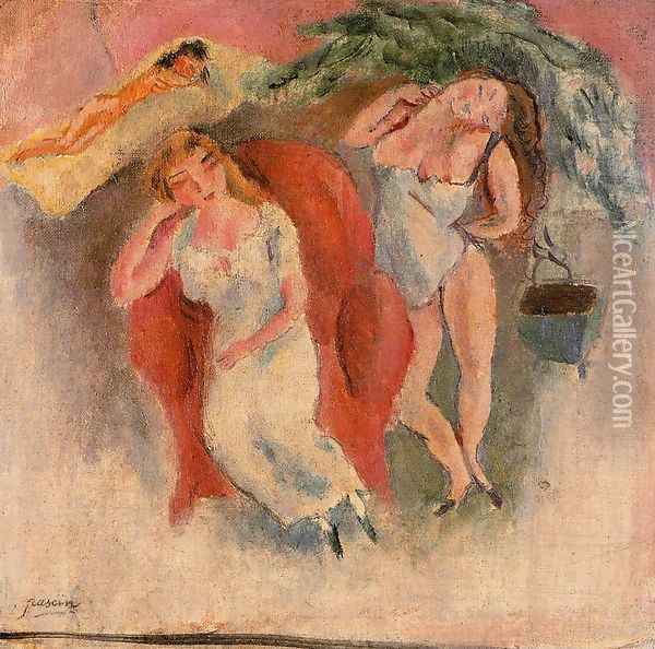 Composition with Three Women Oil Painting - Jules Pascin