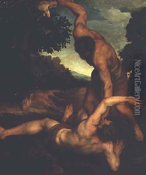 Samson Smiting a Philistine with the Jawbone of an Ass Oil Painting - Giorgio Schiavone