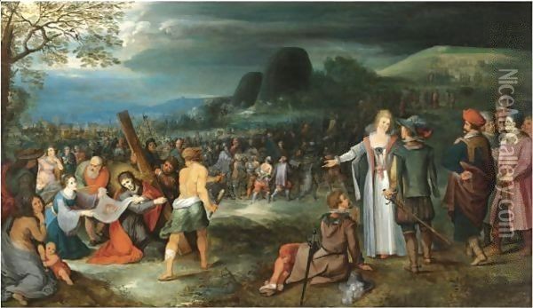 Christ And Saint Veronica On The Way To Calvary Oil Painting - Frans II Francken