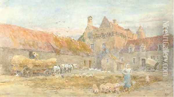 The Farmyard at the Chateau d'Honvault, Wimereux Oil Painting - Lionel Percy Smythe