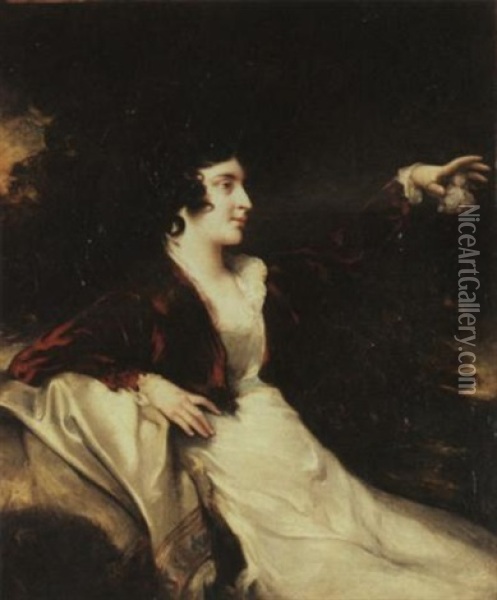A Portrait Of A Lady (sarah Siddons?) Oil Painting - Thomas Lawrence