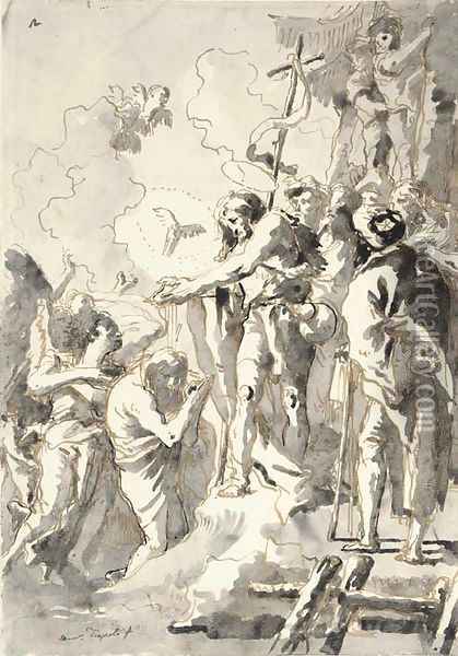 The Baptism of Christ Oil Painting - Giovanni Domenico Tiepolo