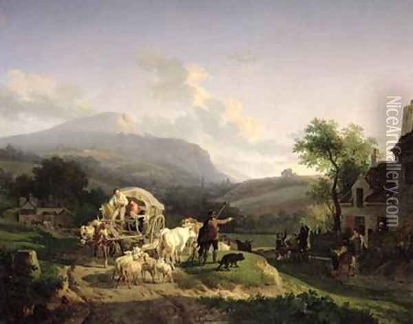 A Rural Landscape Oil Painting - Auguste-Xavier Leprince