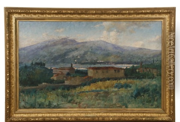Italian Lake Villas Oil Painting - Theodore Wendel