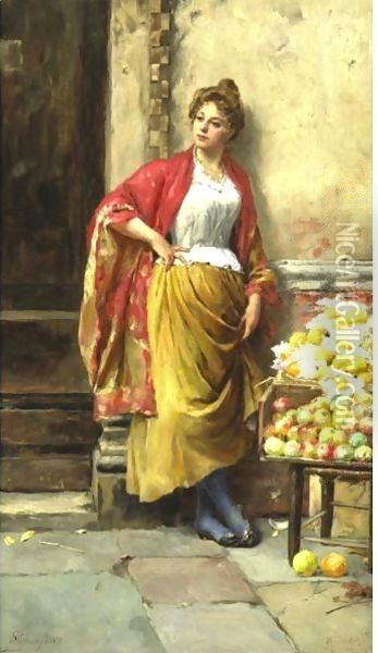 The Fruit Seller Oil Painting - Stefano Novo