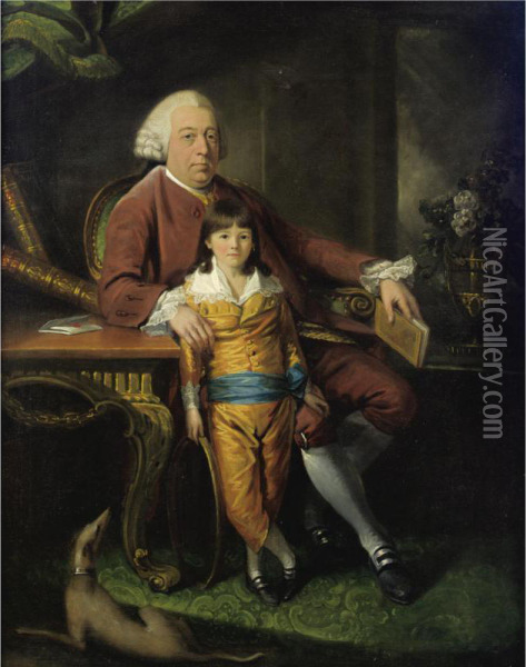 Portrait Of A Gentleman With His Son Oil Painting - George Francois Paul Laugee