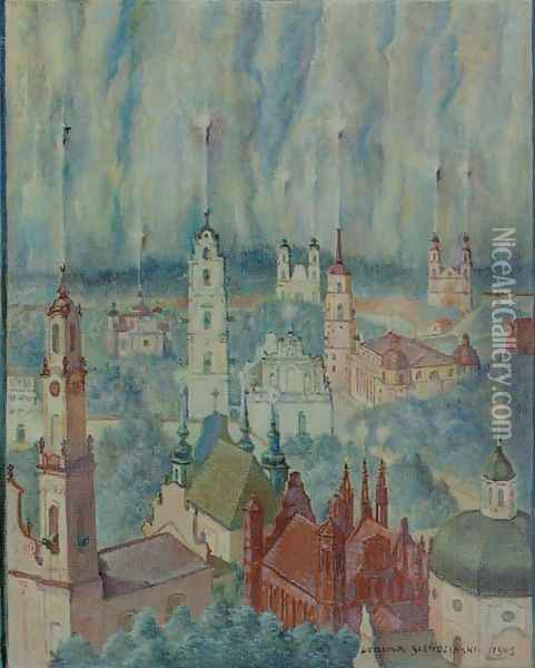 Cityscape of Vilnius (Oratory) Oil Painting - Ludomir Slendzinski