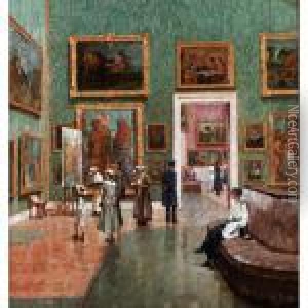 A Visit To The Munich Pinakothek Oil Painting - Charles Guy Vetter