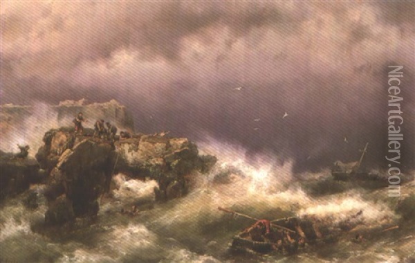 Shipwreck Oil Painting - Johannes Hermanus Koekkoek