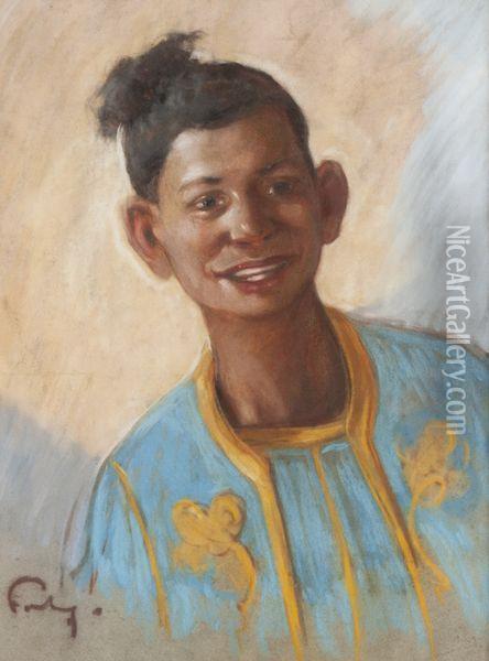 Portrait D'enfant Oil Painting - Louis Fortuney