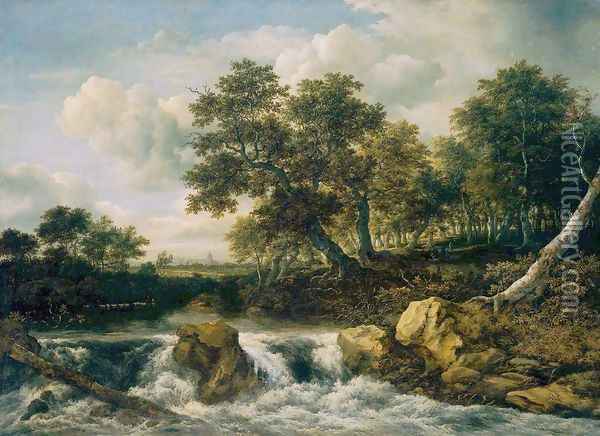 Landscape with Waterfall Oil Painting - Jacob Van Ruisdael