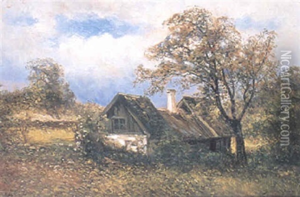 Gardslandskap Oil Painting - Johan Severin Nilsson