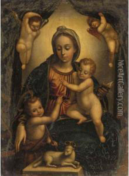 The Madonna And Child With The Infant Saint John The Baptist Oil Painting - Johann Rottenhammer