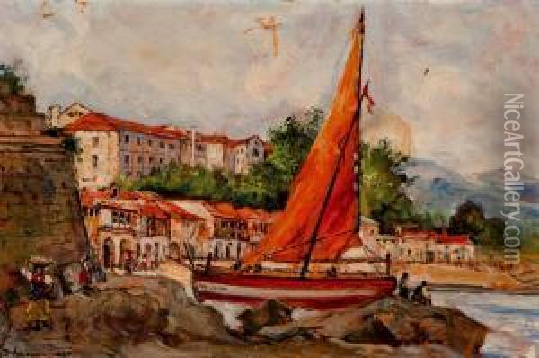 La Ribera, Vigo Oil Painting - Emilio Poy Dalmau
