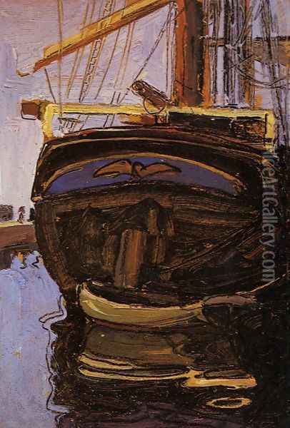 Sailing Ship With Dinghy Oil Painting - Egon Schiele
