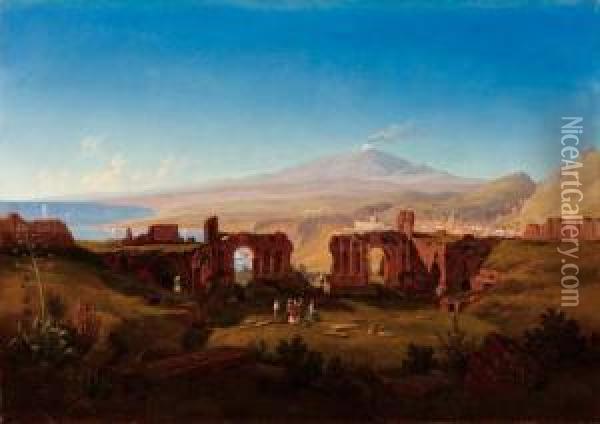 Veduta Di Taormina Oil Painting - Carl Wilhelm Goetzloff