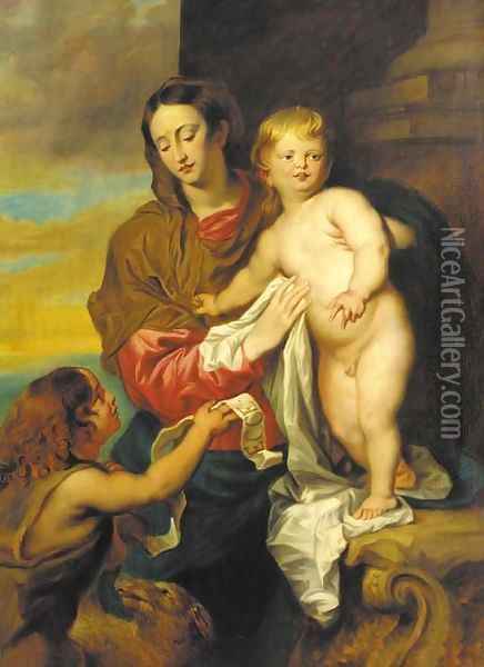 The Virgin and Child with the Infant Saint John the Baptist Oil Painting - Sir Anthony Van Dyck