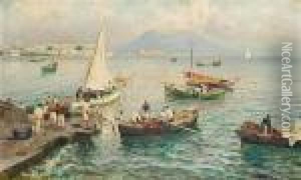 Fishermen, Mergellina Oil Painting - Attilio Pratella