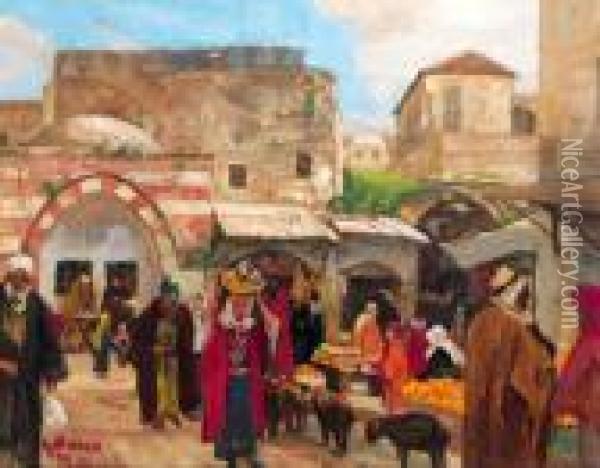 Markt Vor Dem Damascustor Oil Painting - Georg Macco